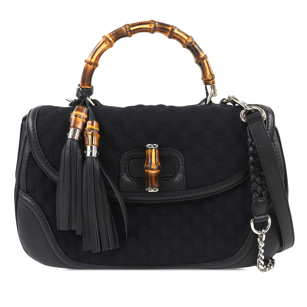 Pre-Loved Gucci Large GG Neoprene New Bamboo Top Handle Bag